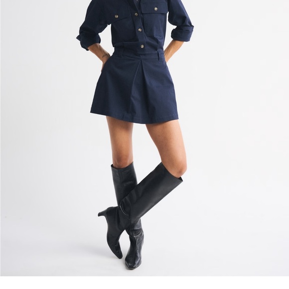 Abercrombie & Fitch Utility Mini Dress Skorts Navy Size M Long Sleeve Stretchy - Picture 15 of 15